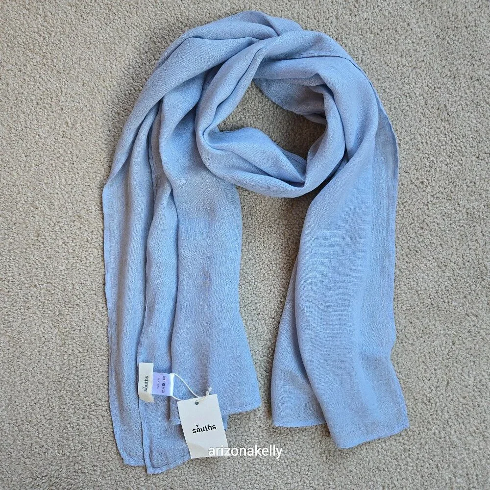 NWT Sauths Linen Scarf Blue